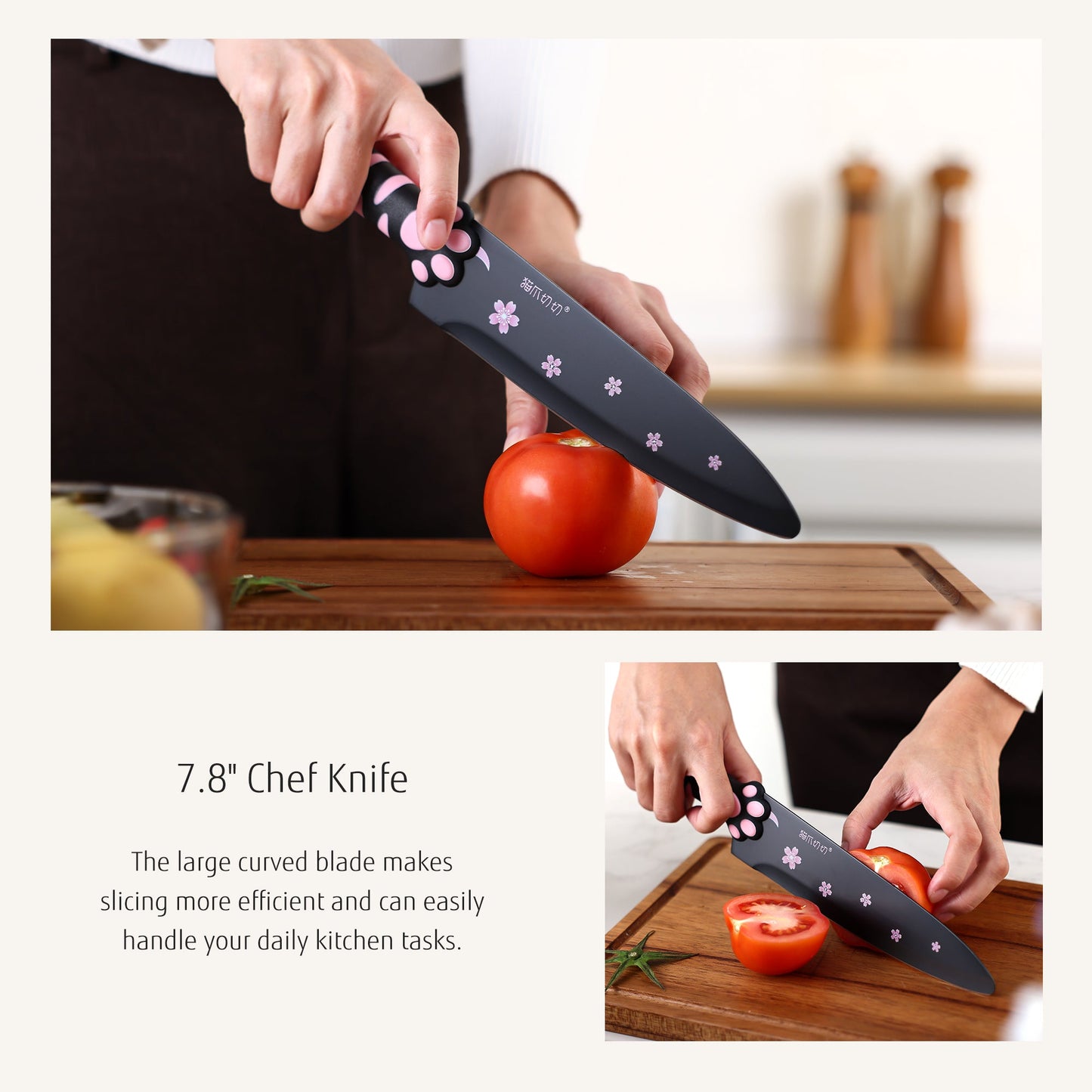 Juego de Cuchillos Meowkit de 5 Piezas – Preparación de Cocina sin Esfuerzo con Cuchillas Antiadherentes