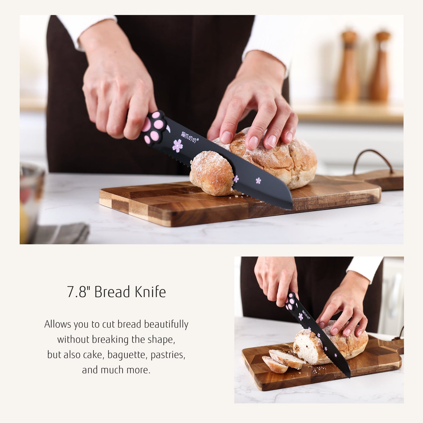 Juego de Cuchillos Meowkit de 5 Piezas – Preparación de Cocina sin Esfuerzo con Cuchillas Antiadherentes