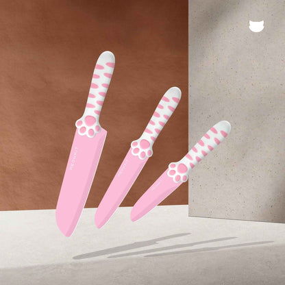 Juego de Cuchillos Meowkit de 3 Piezas sin Bloque Desmontable – Hojas con Revestimiento Antiadherente