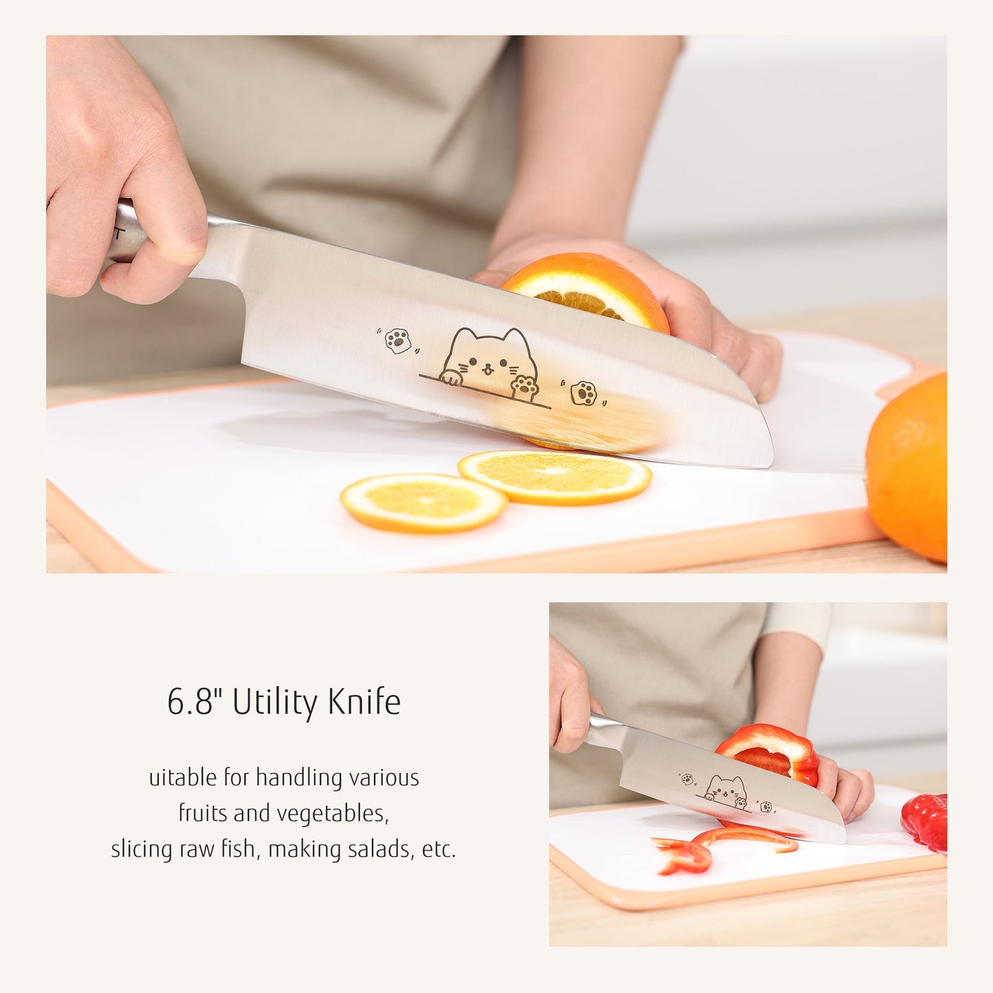 Cuchillos de Cocina Grabados con Gatos Meowkit - Juego de 2 Piezas