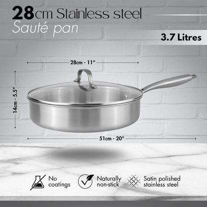 Sartén Salteadora Antiadherente de 28 cm con Tapa