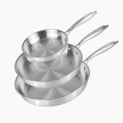Set de 3 Sartenes de Acero Inoxidable - 18, 26 y 30 cm