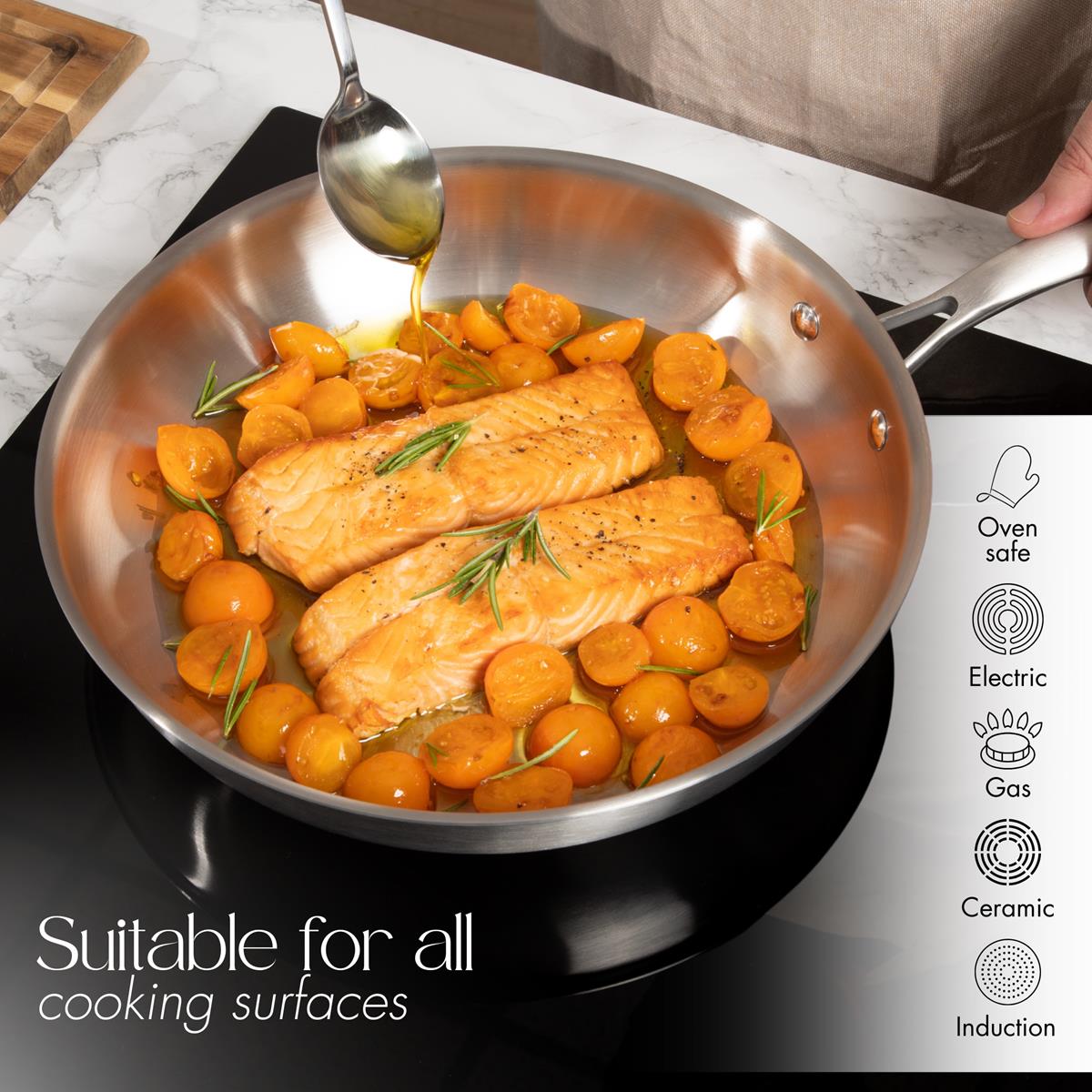 Set de 3 Sartenes de Acero Inoxidable - 18, 26 y 30 cm