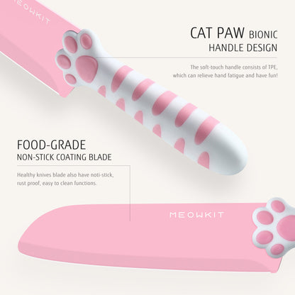 Juego de Cuchillos Meowkit de 3 Piezas sin Bloque Desmontable – Hojas con Revestimiento Antiadherente
