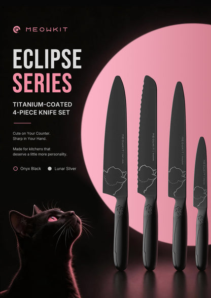 Juego de cuchillos Meowkit Eclipse Series de 4 piezas con revestimiento de titanio