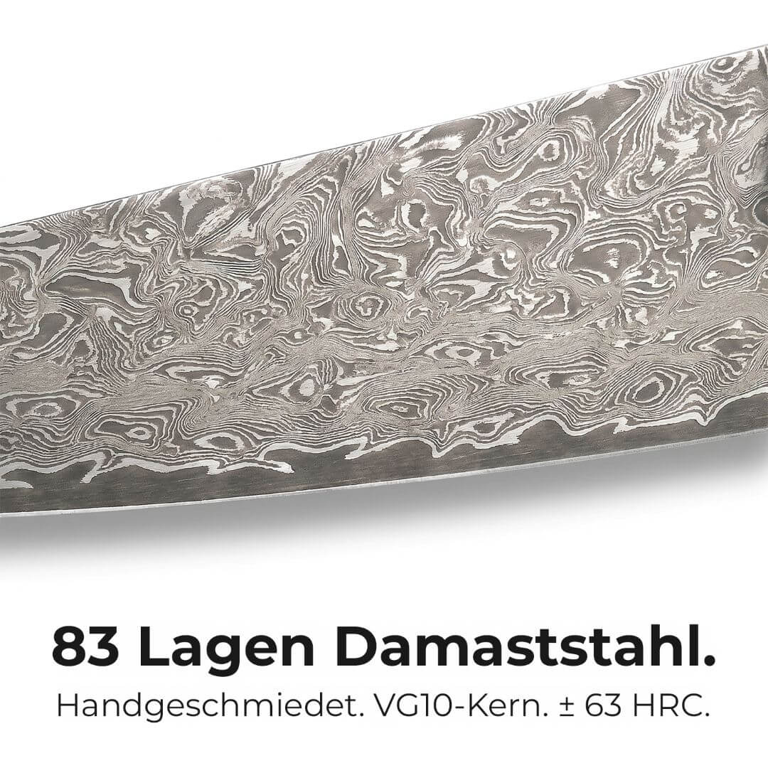 Cuchillo de chef Apex Damascus - Mango de resina azul