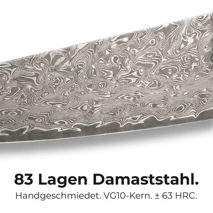 Cuchillo de chef Apex Damascus - Mango de resina azul