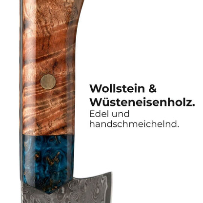 Cuchillo de chef Apex Damascus - Mango de resina azul