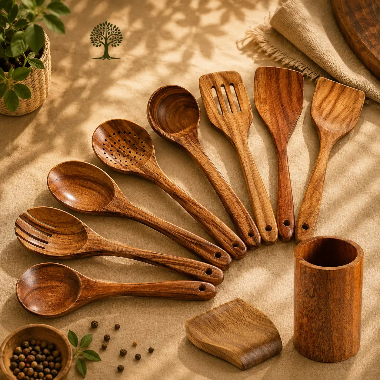 Juegos de utensilios de hoja pequeña Apex Acacia