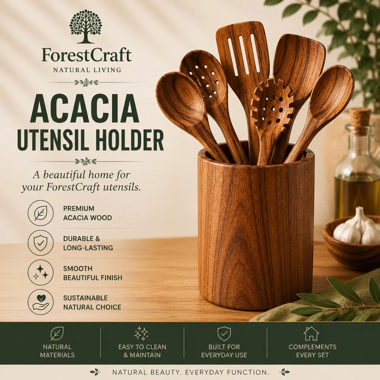 Juegos de utensilios de hoja pequeña Apex Acacia