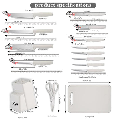 Juego de Cuchillos con Taco Blanco APEX PureBlade™