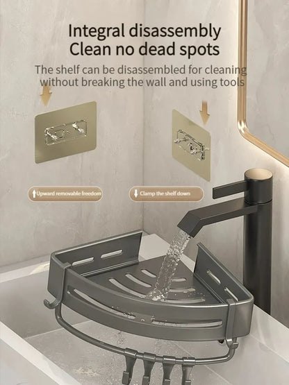 Estantería de baño de aluminio con ganchos – set de 2