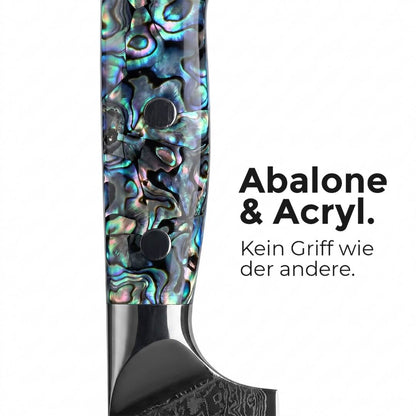 Juego de Cuchillos Apex Black Damascus - Mango de Abulón Azul