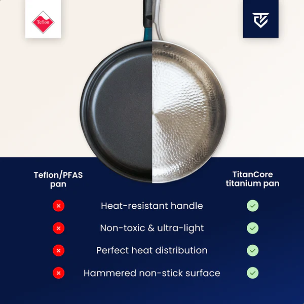 Sartén Profesional de Titanio® | Cocina antiadherente perfecta sin químicos.