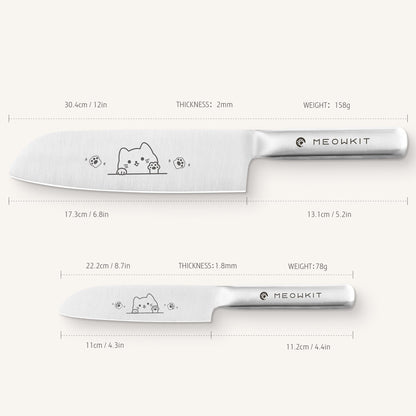 Cuchillos de Cocina Grabados con Gatos Meowkit - Juego de 2 Piezas