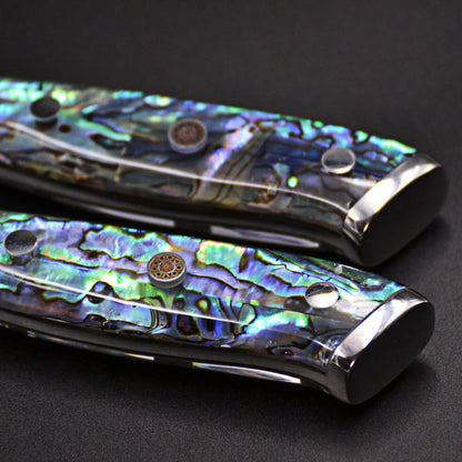 Juego de Cuchillos Apex Black Damascus - Mango de Abulón Azul
